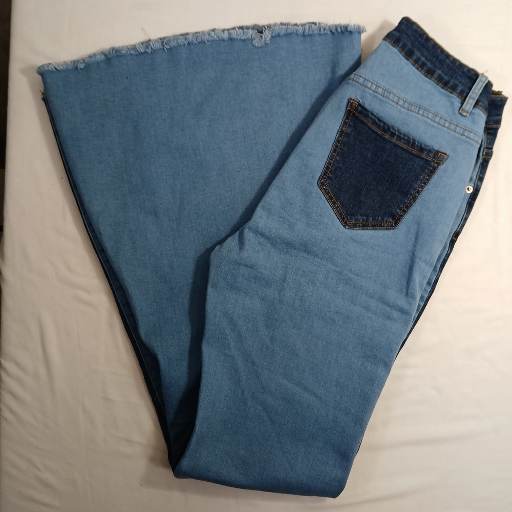 American Bazi Light and Dark Blue Flare Jeans